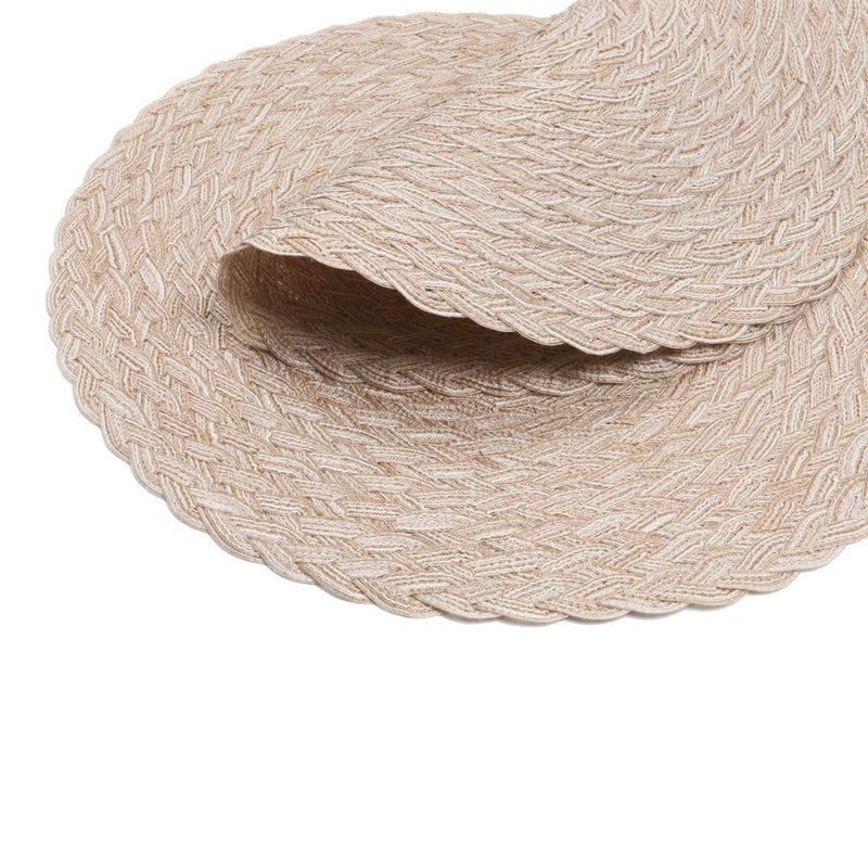 SHACOS Round Braided Placemats 15 inch Set of 4 Boho Woven Washable Kitchen Table Placemats for Home Wedding Party (T-Beige, 4) - Image 4